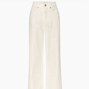 Good American Cream Straight Leg Jeans